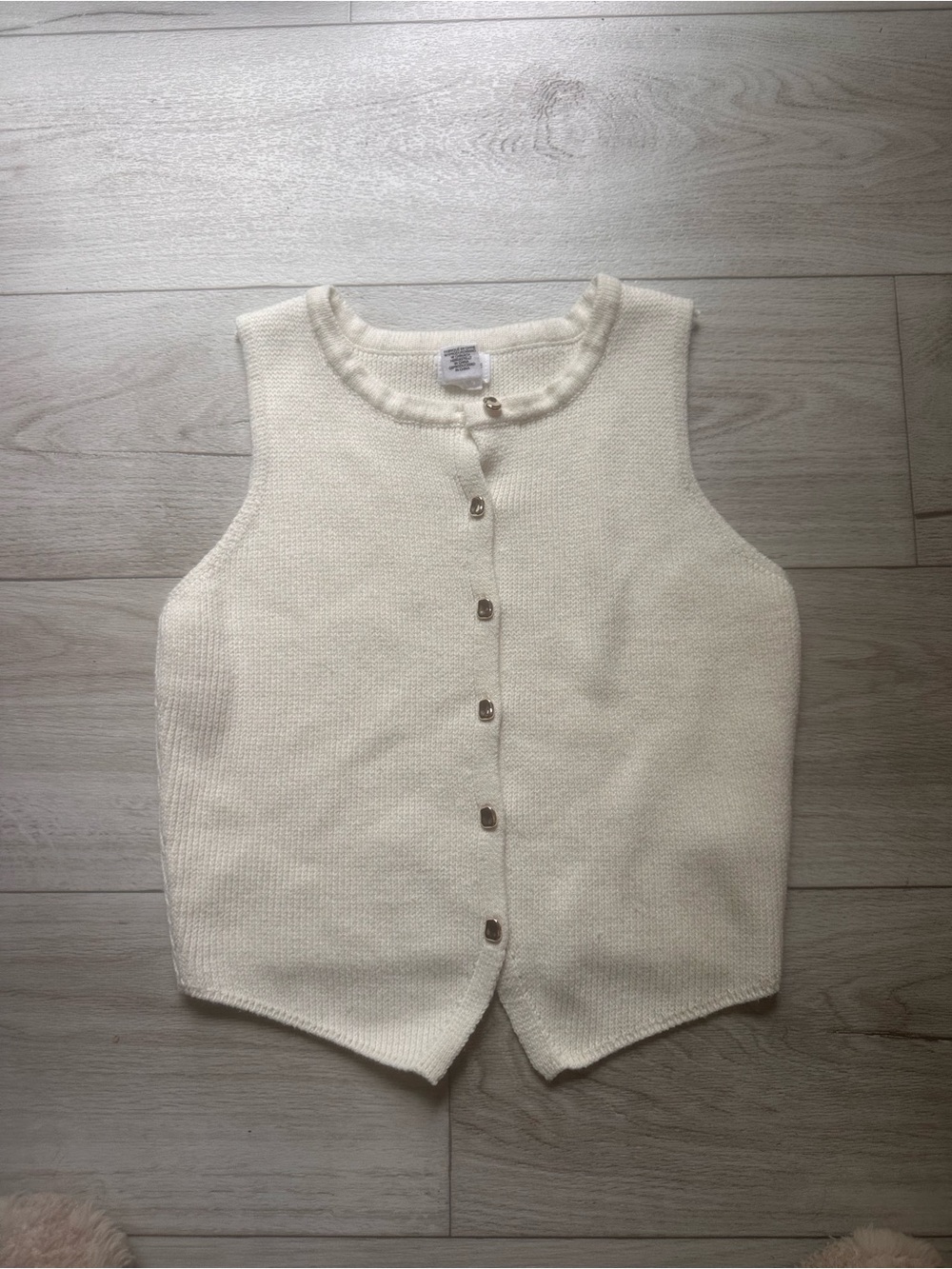 T.J.Maxx Cream Knit Button-Front Sleeveless Top